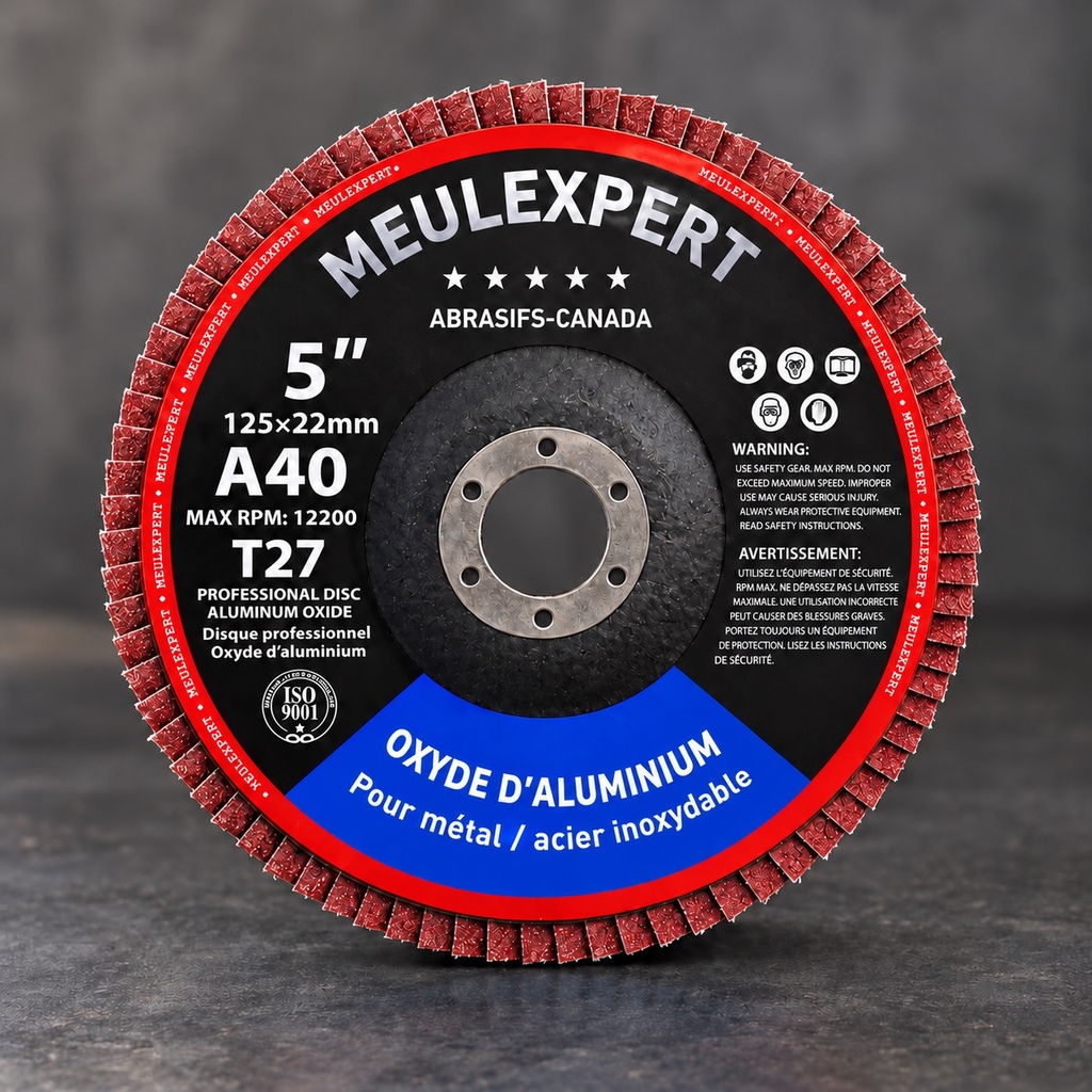 Disque à lamelles Meulexpert 5 pouces en oxyde d’aluminium, grain 40